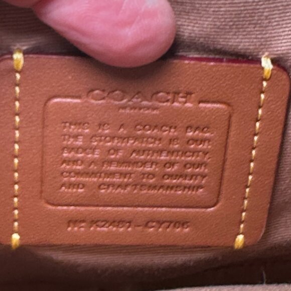 COACH Heart Crossbody Bag Signature Cherry Print Canvas CY706 Tan and Red - Picture 16 of 16